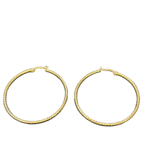 Timeless 925 Sterling Silver Gold Plated Hoop Earrings with Textured  Finish